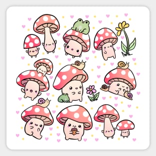 Cute mushrooms friends Magnet